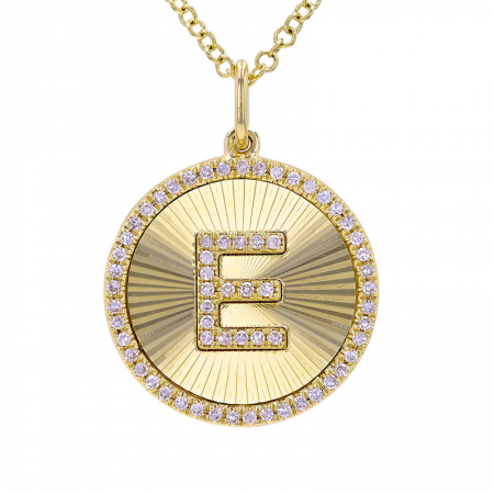 Gold Round Fluted Diamond Letter Charm