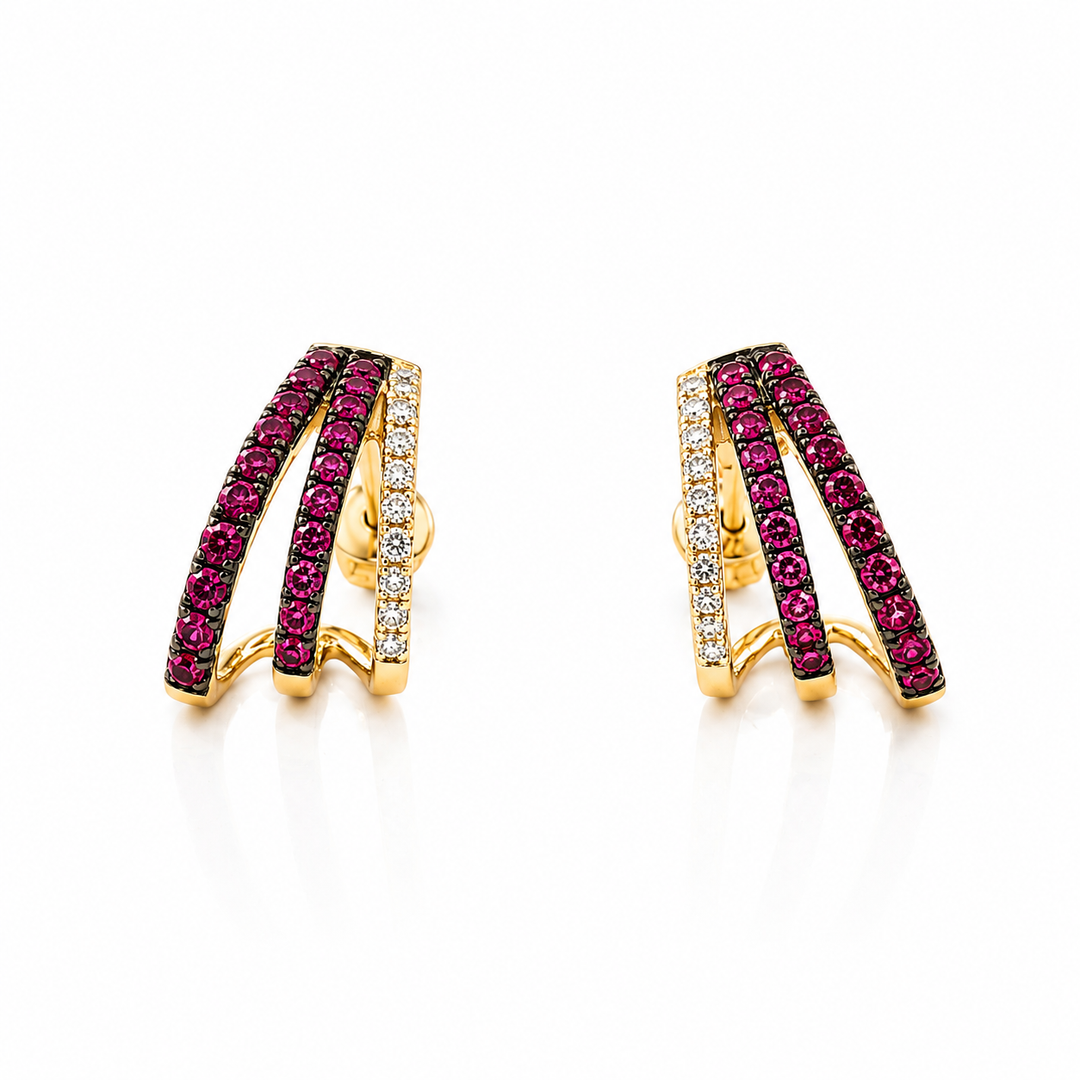 Ruby Ombre cage earrings