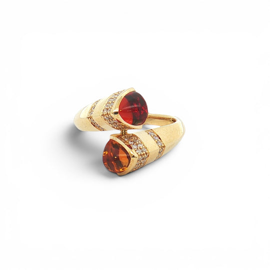 CROSSOVER CITRINE AND DIAMOND RING