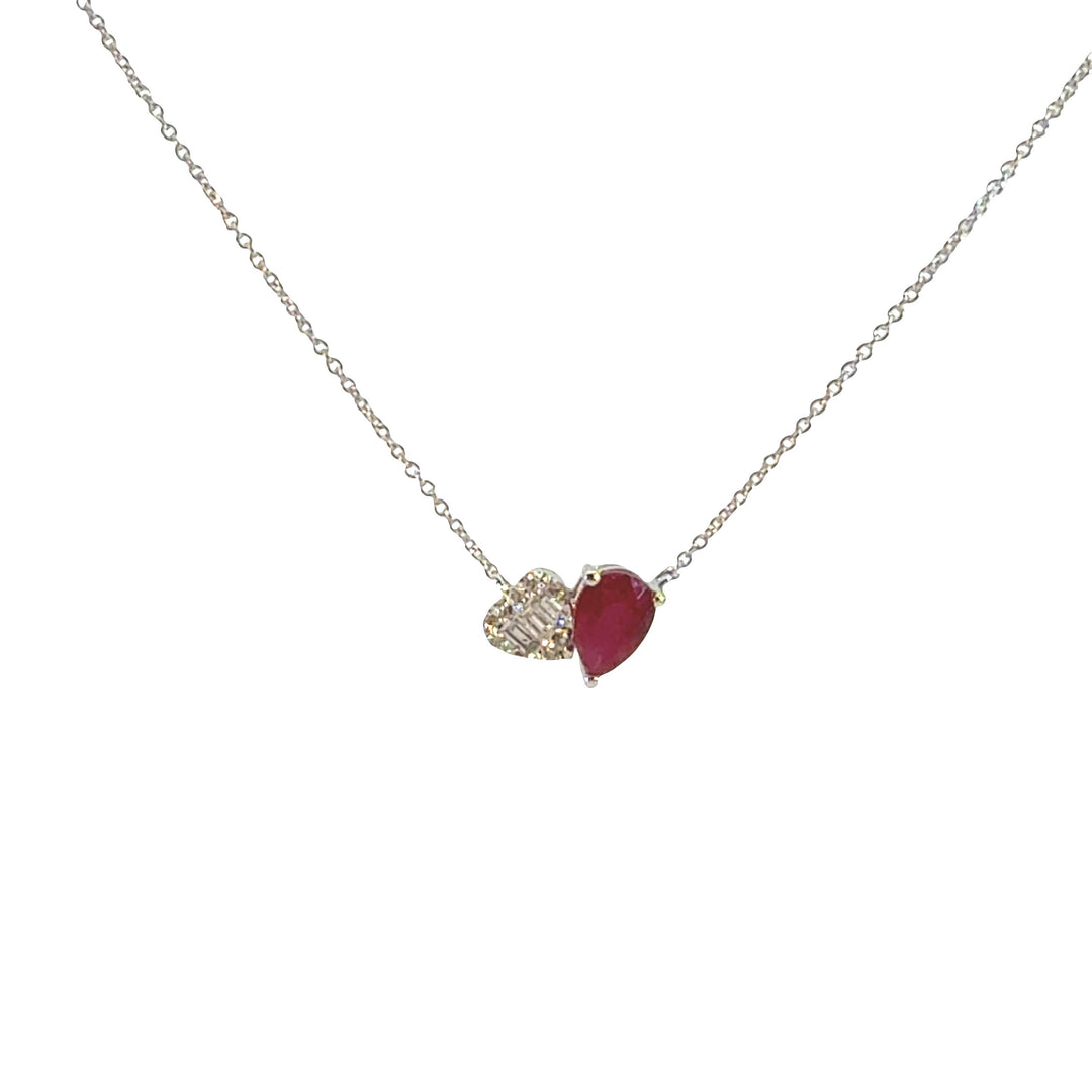 Ruby and Diamond Toi et Moi necklace