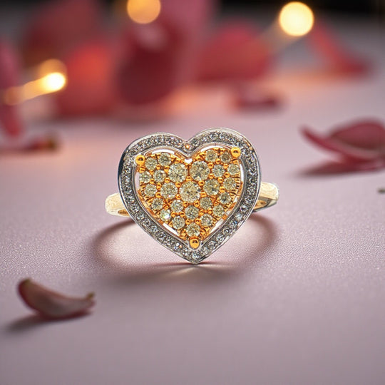Two Tone Diamond Heart Ring