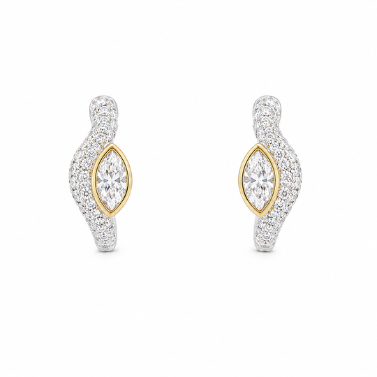 Marquise two tone hoop earring