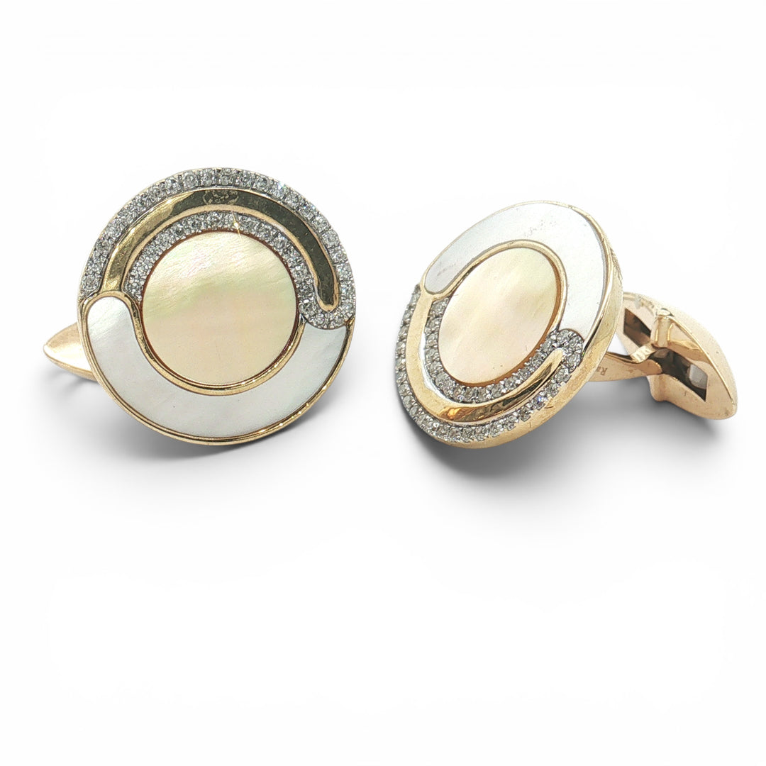 TWO TONE CRESCENT HALO CUFFLINKS