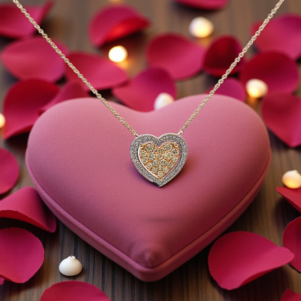 Two Tone Diamond Heart Necklace