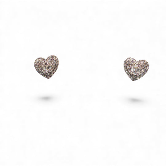 Diamond medium Heart earring studs