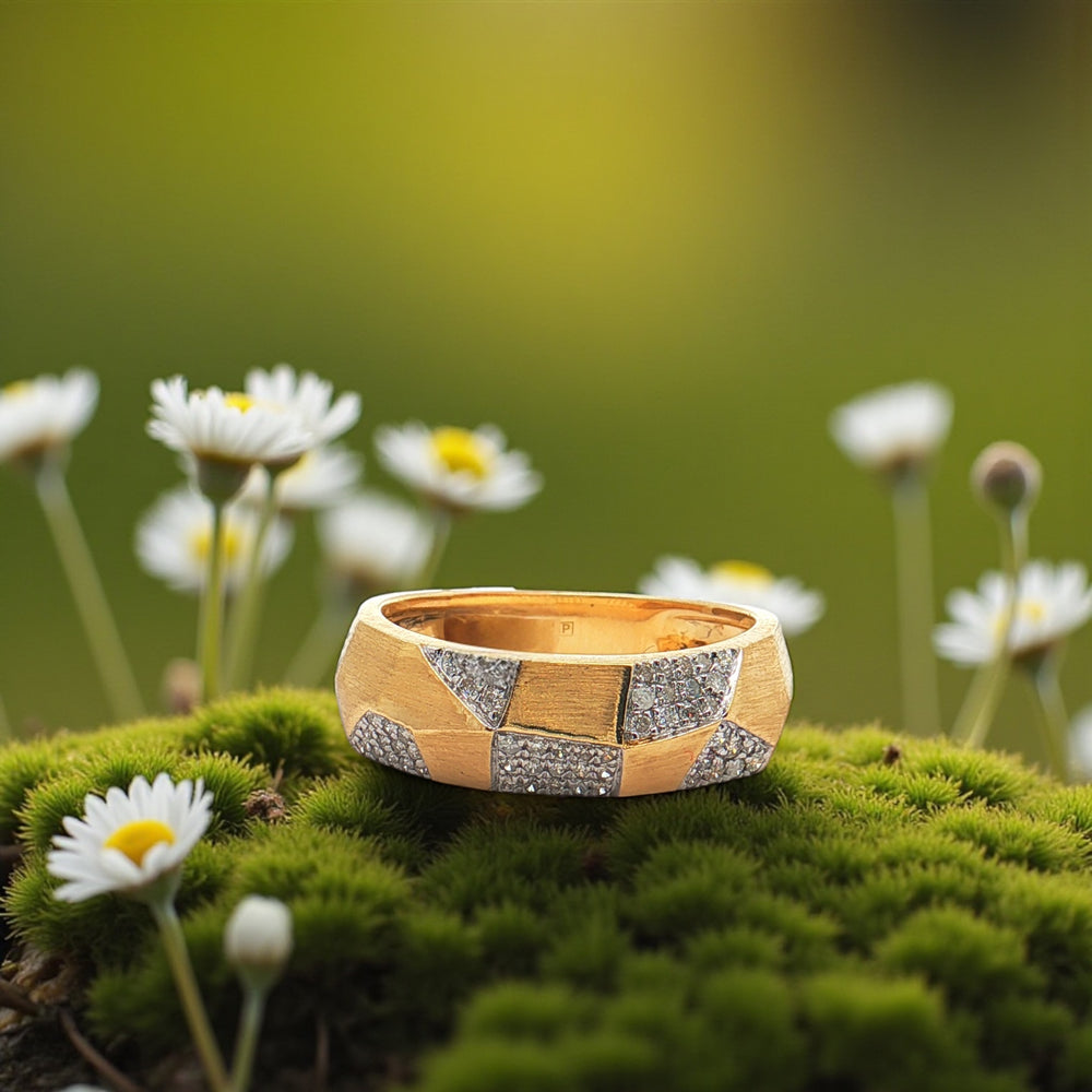 Art Deco Brushed Satin Diamond Shape Ring