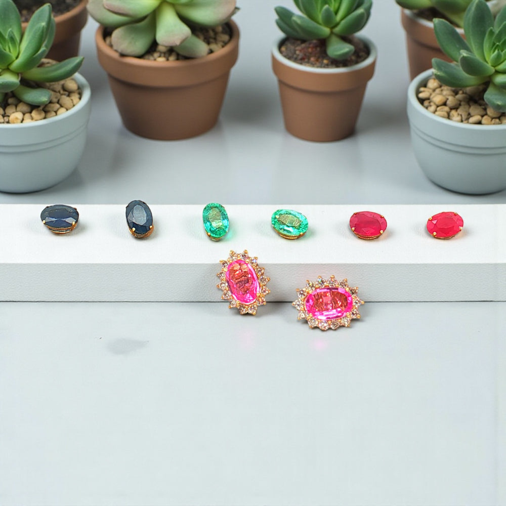 Interchangeable Gemstone Halo Studs