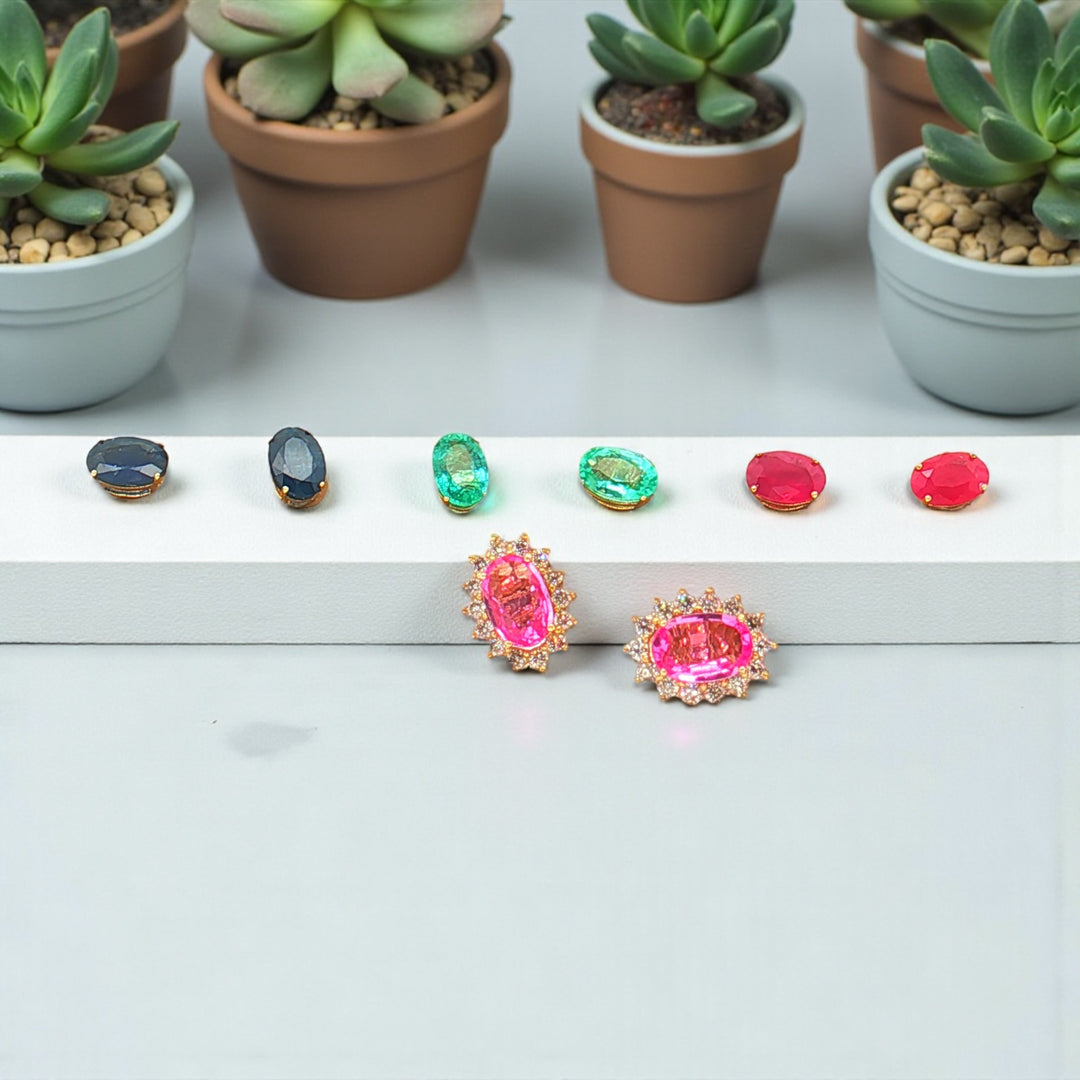 Interchangeable Gemstone Halo Studs