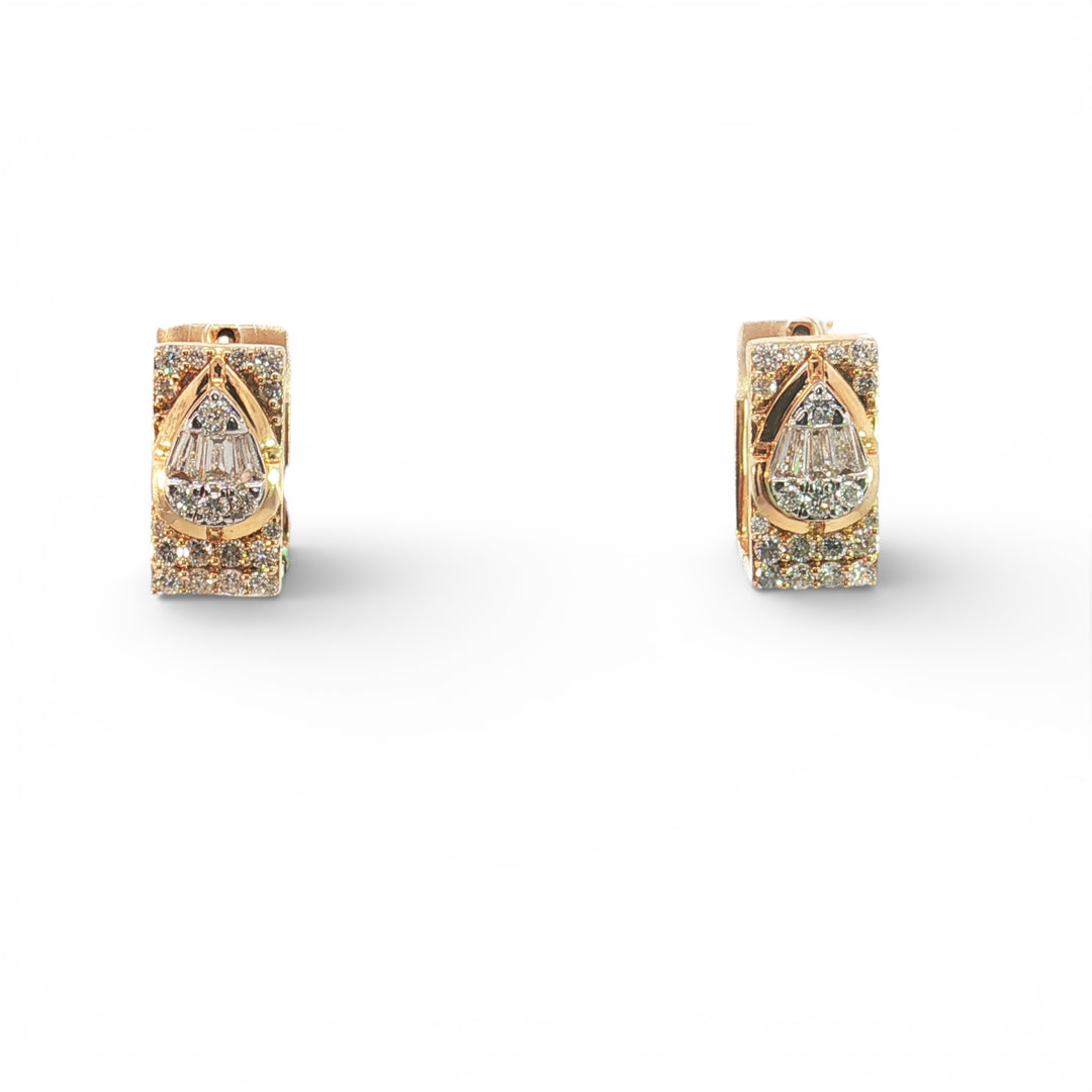 Square shape hoop with Diamond Pear