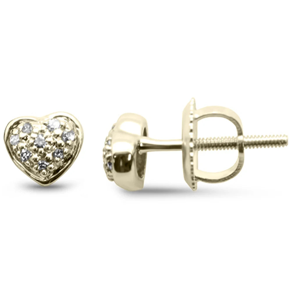Yellow Gold Heart Diamond Stud Earrings