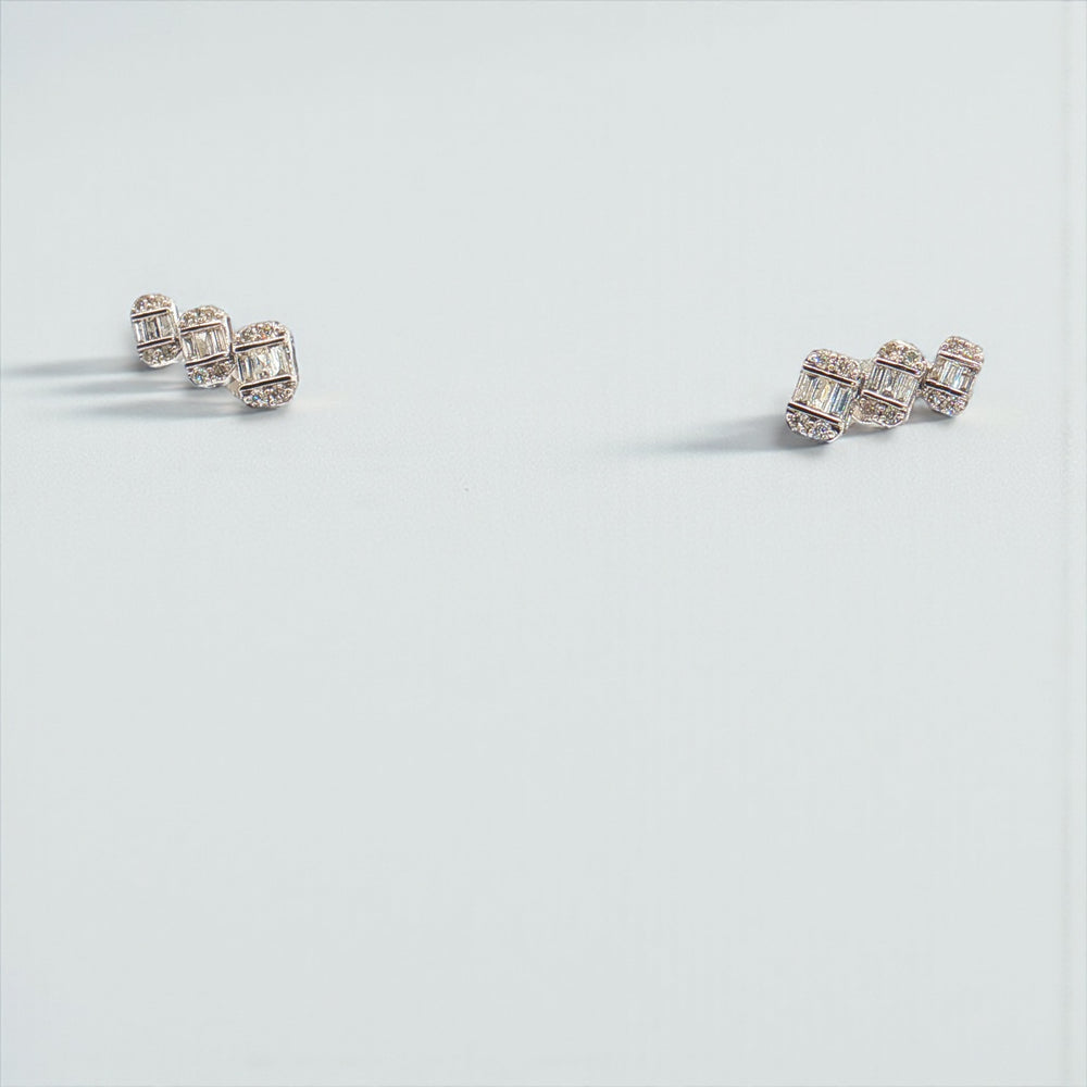 Trio Oval Diamond Earrings
