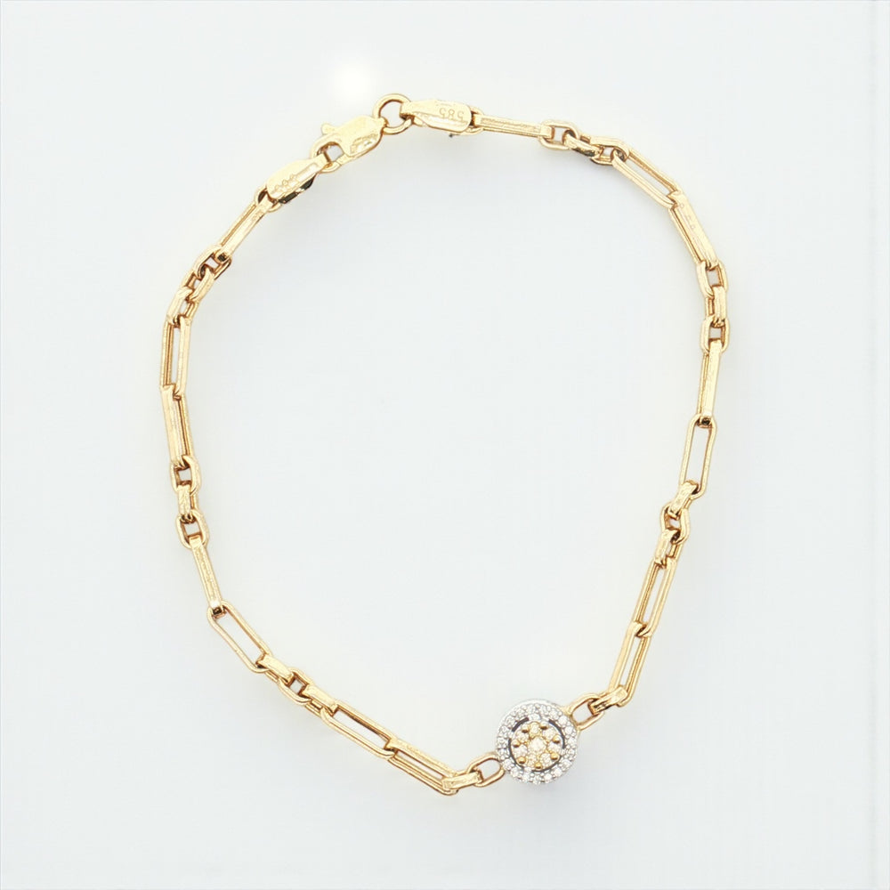 two tone round bracelet with paperclip chain