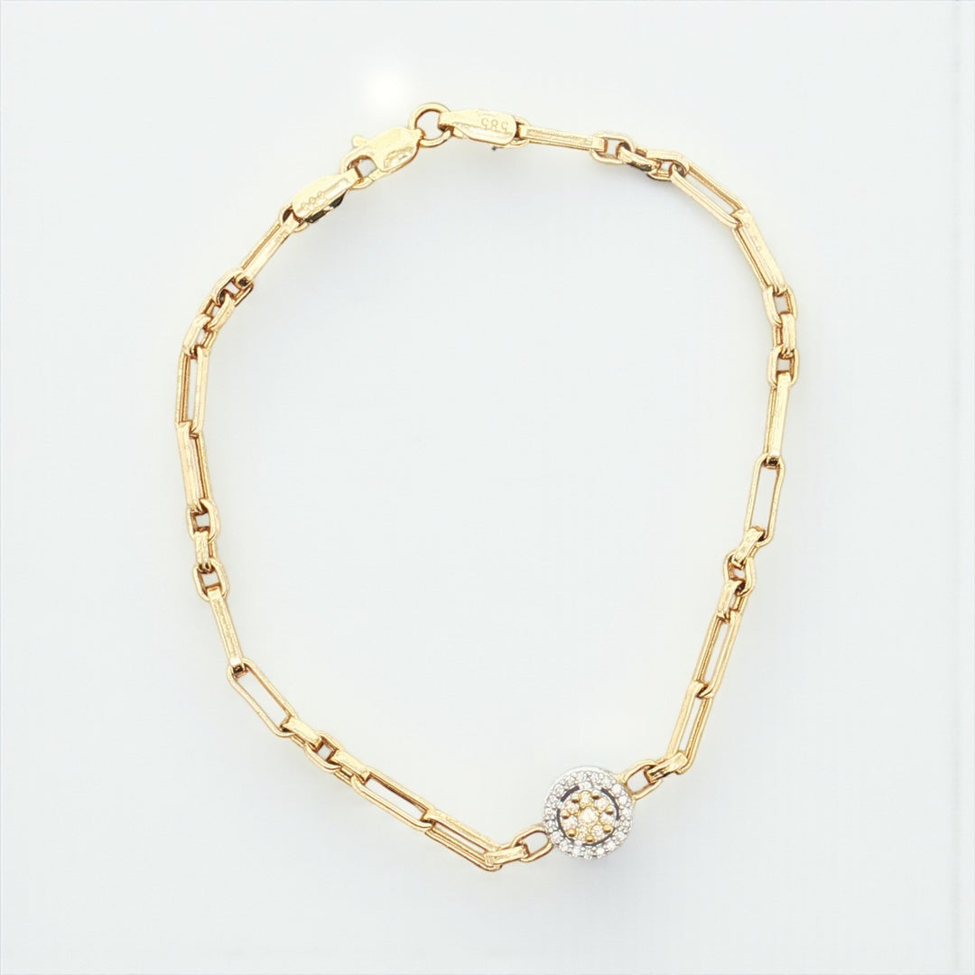 two tone round bracelet with paperclip chain