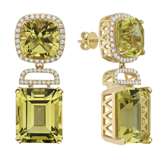 GREEN GOLD QUARTZ EARRINGS
