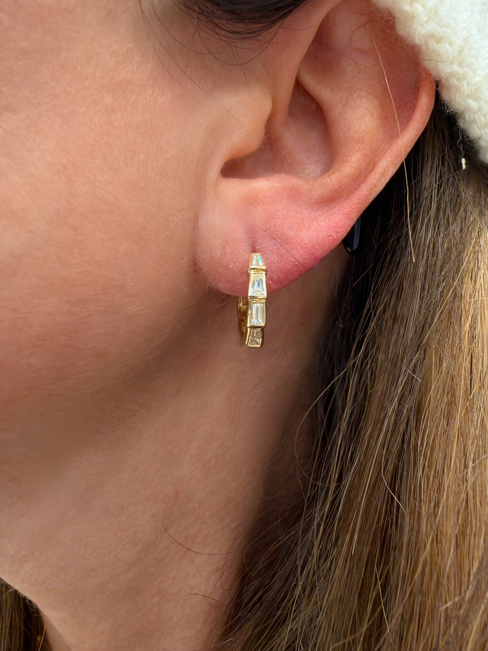 Diamond Baguette Hoops