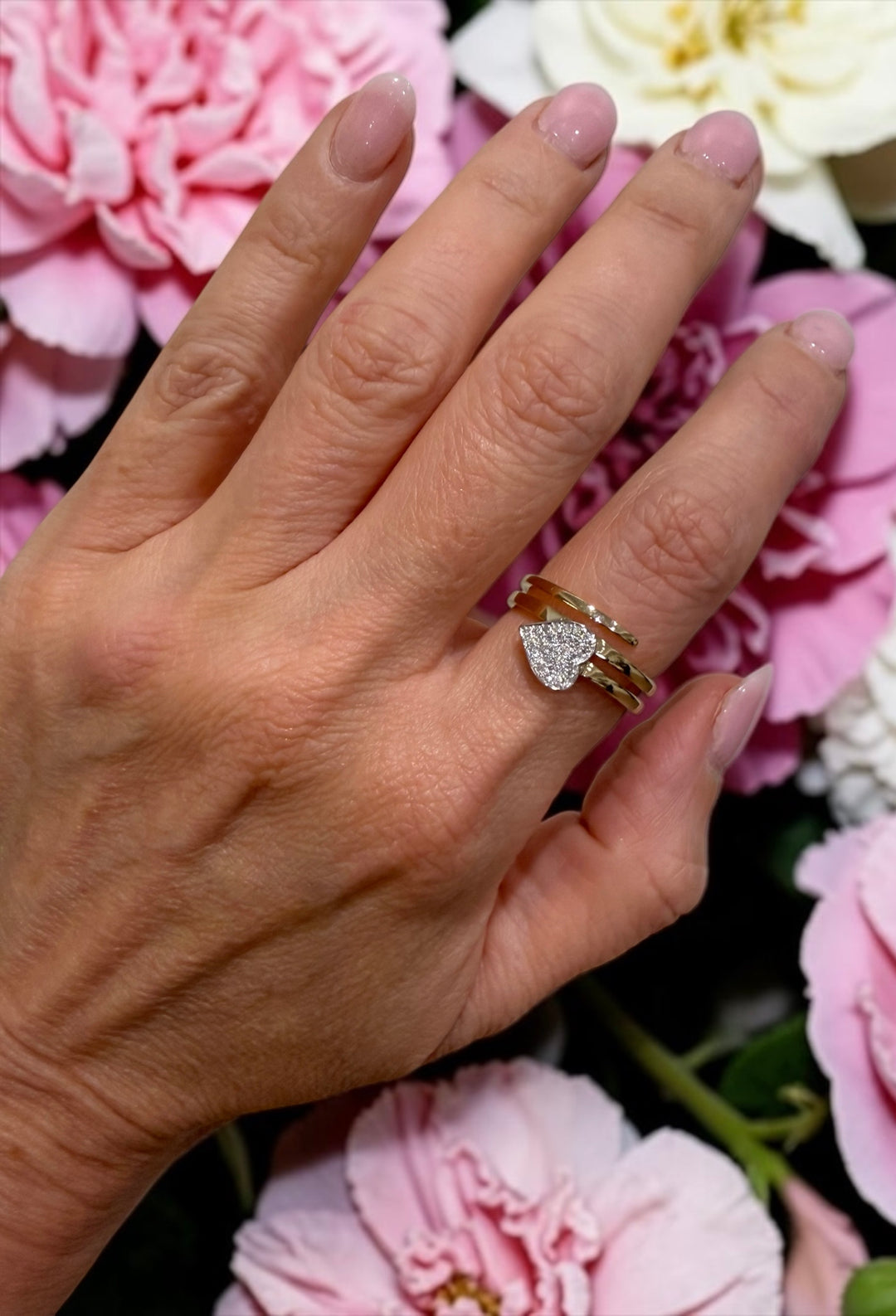 Yellow Gold Accented Diamond Heart Wrap Ring