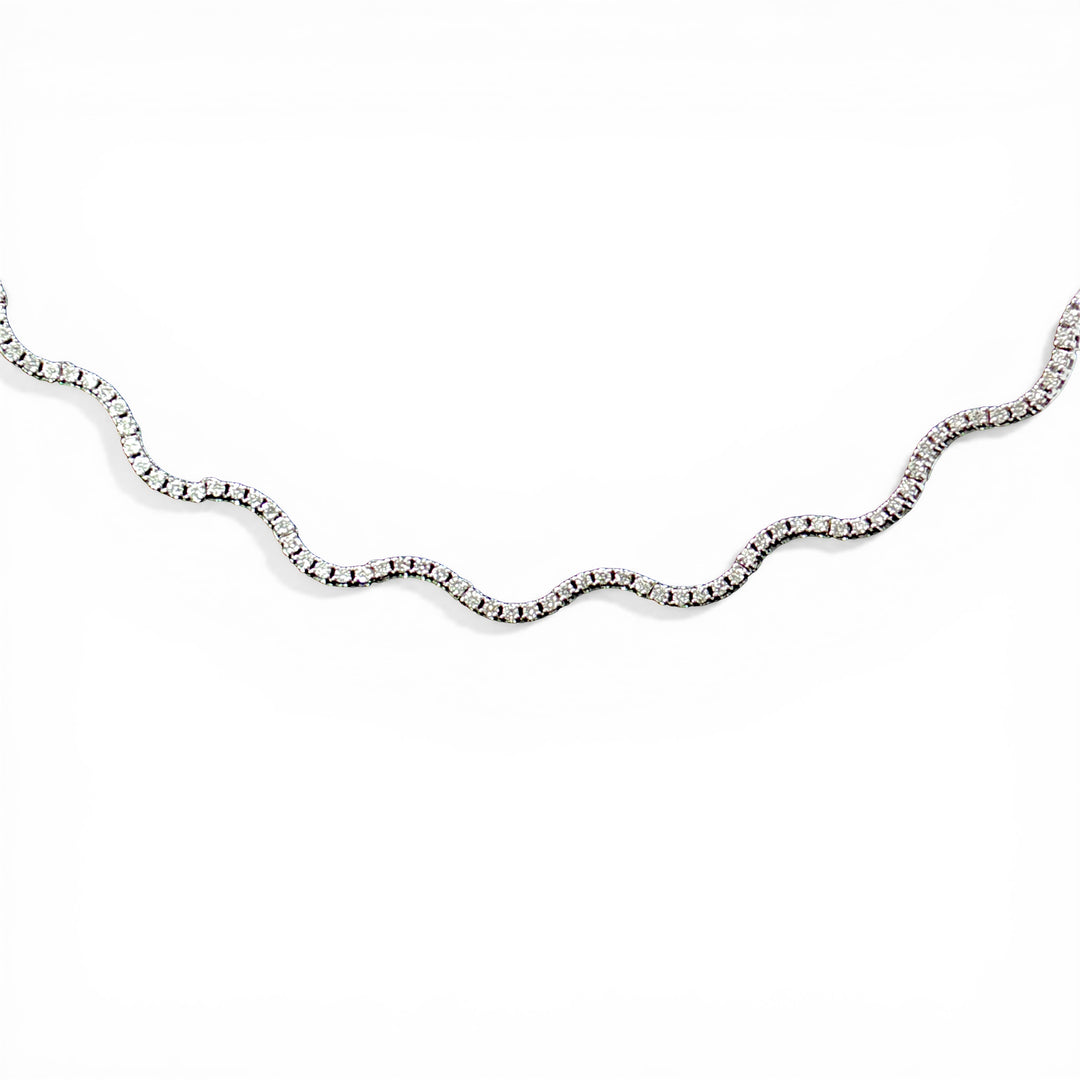 Wavy Diamond Tennis Necklace