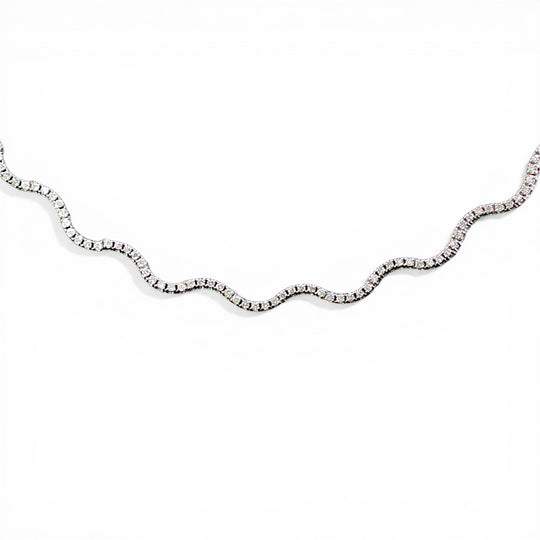 Wavy Diamond Tennis Necklace