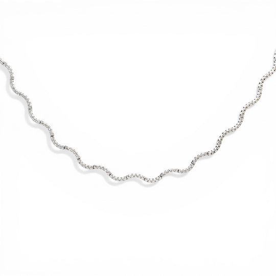 Wavy Diamond Tennis Necklace