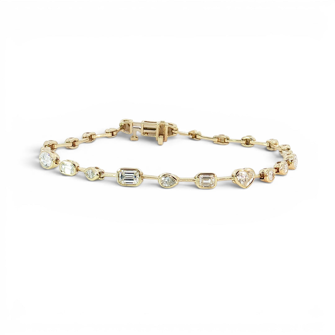 Multi Shape Diamond Bezel Tennis Bracelet