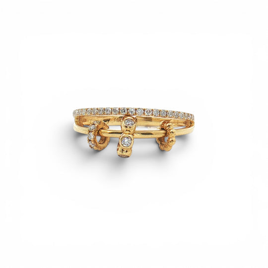 Slidable Rondelle YG diamond double ring
