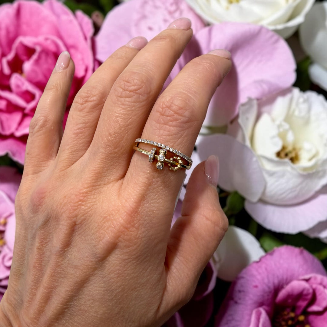 Slidable Rondelle YG diamond double ring