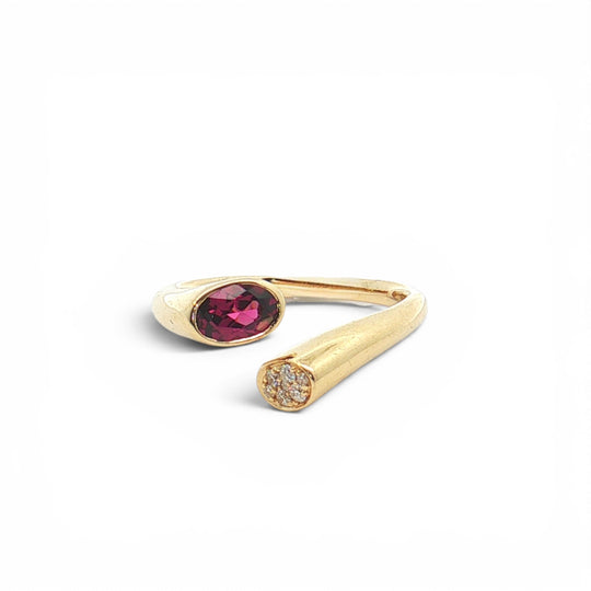 DIAMOND AND RHODALITE GARNET RING