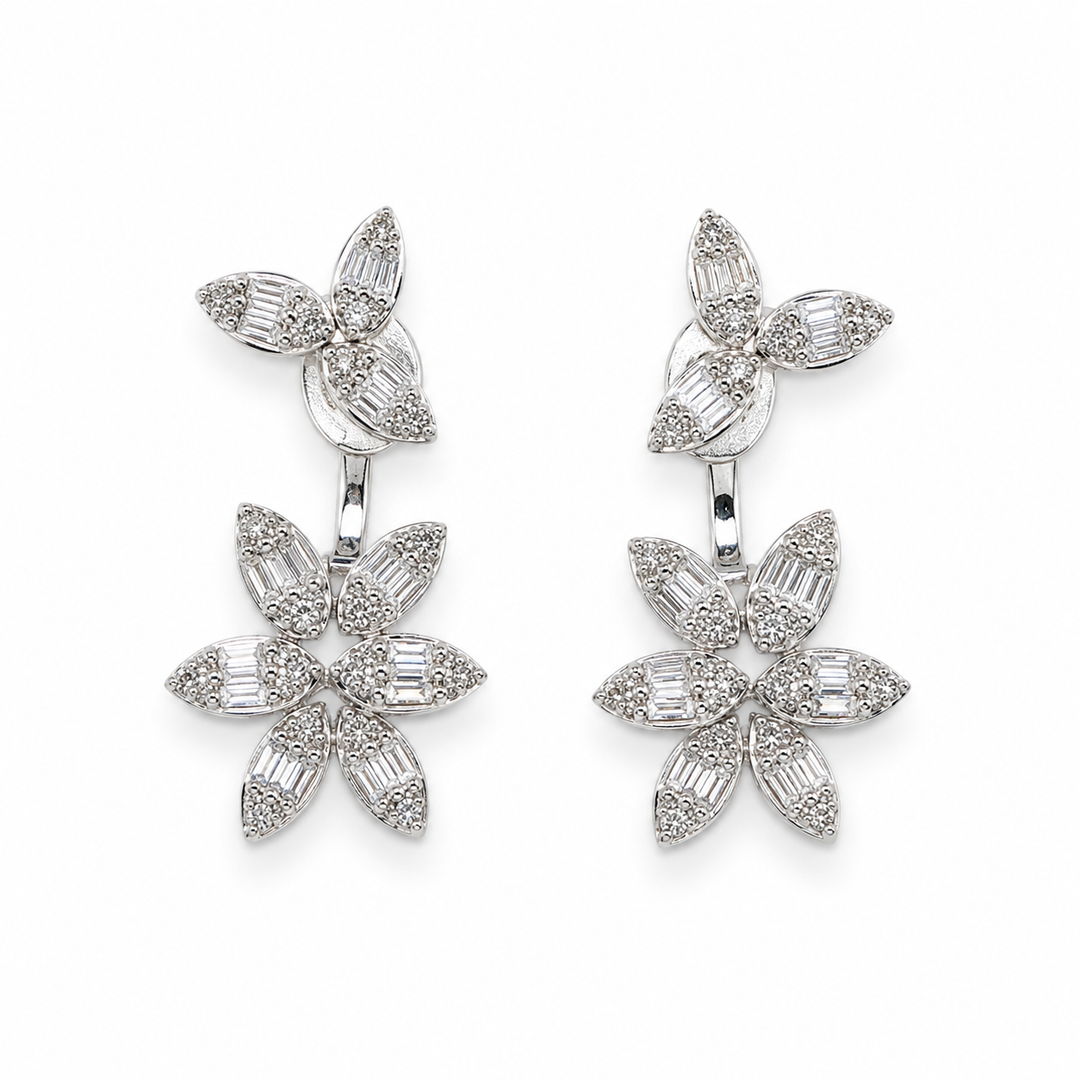 FRONT AND BACK FLORAL DIAMOND EARRING