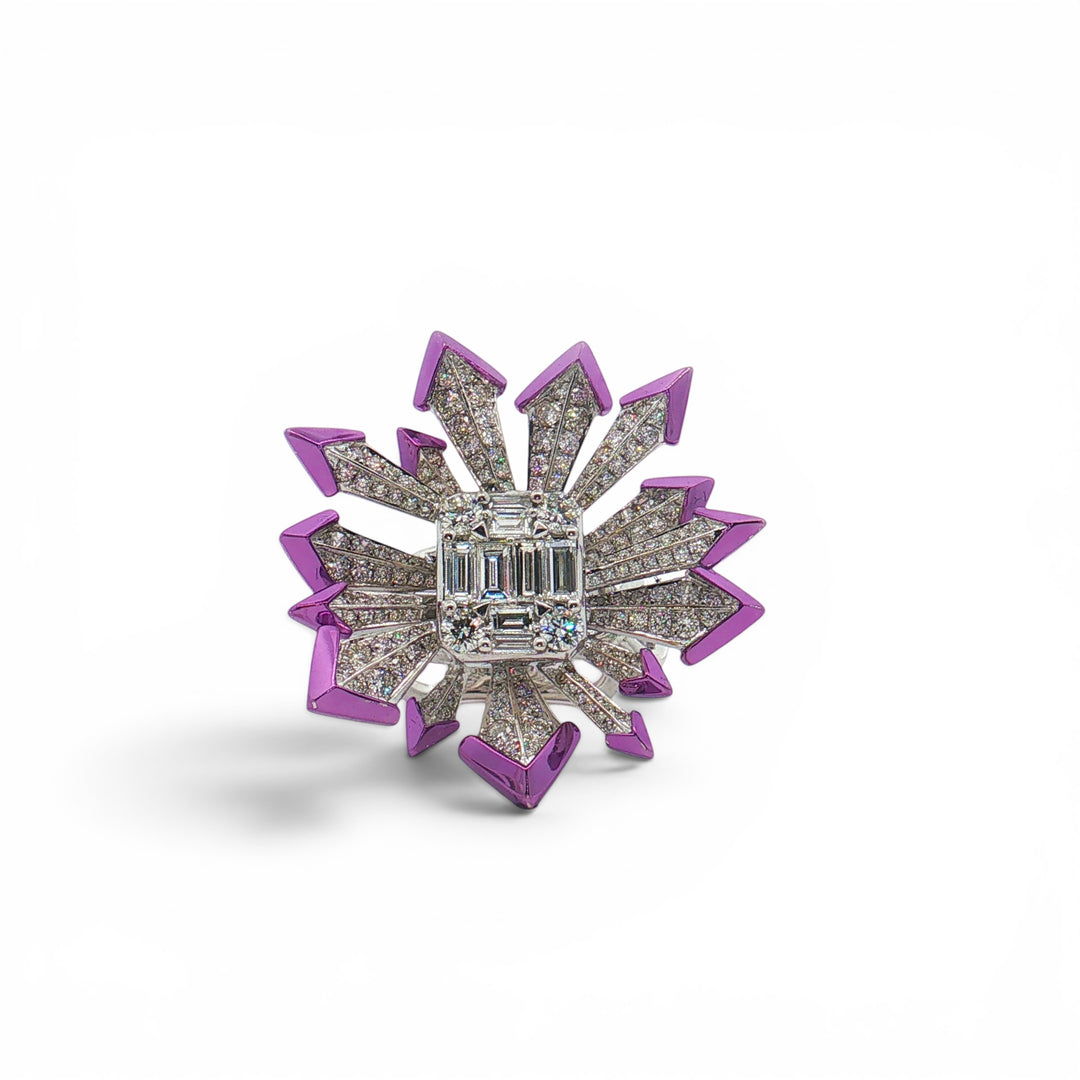 Starburst pink and diamond ring