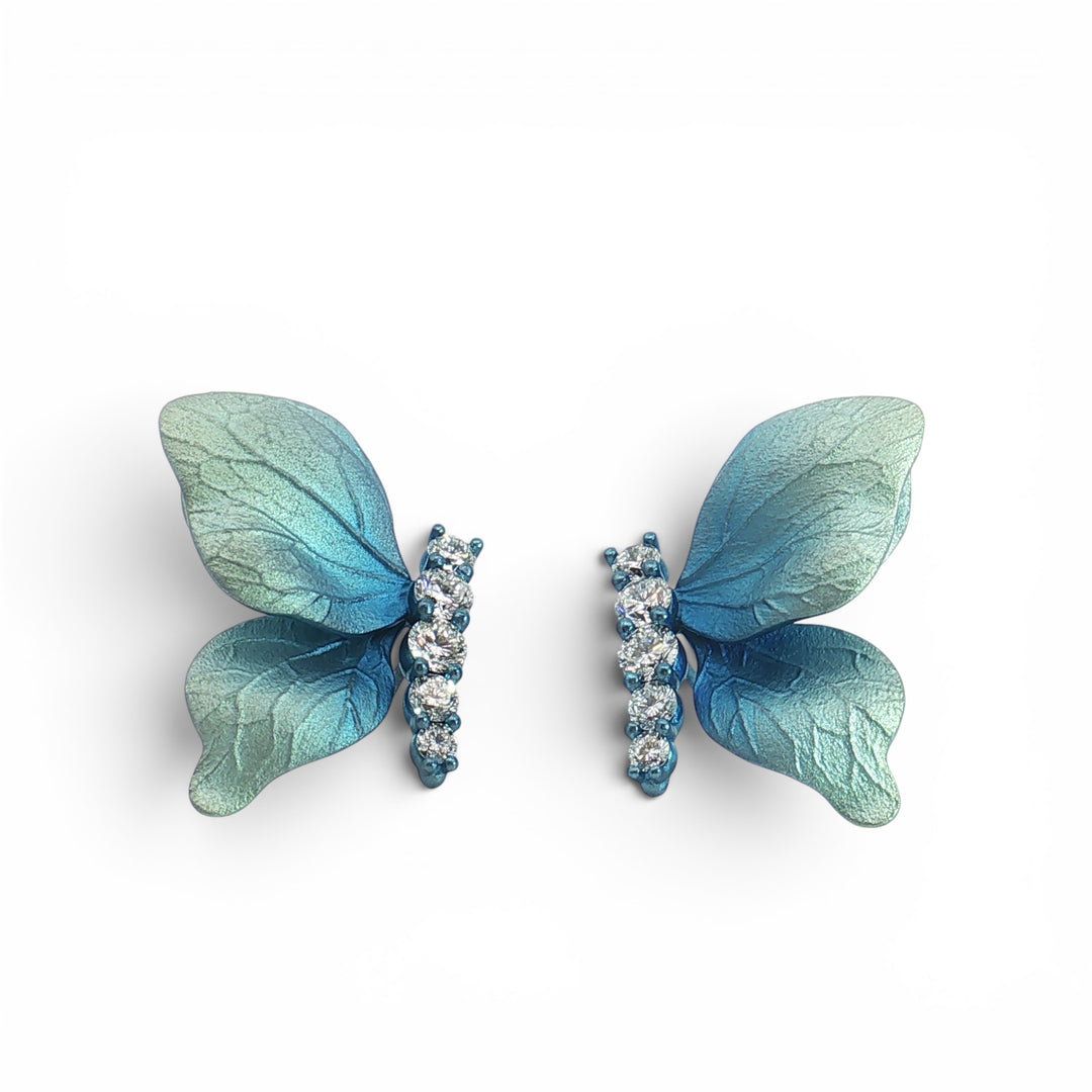 Blue Ombre Butterfly diamond earring