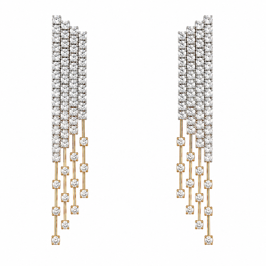 Hanging diamond white and yellow line earrings