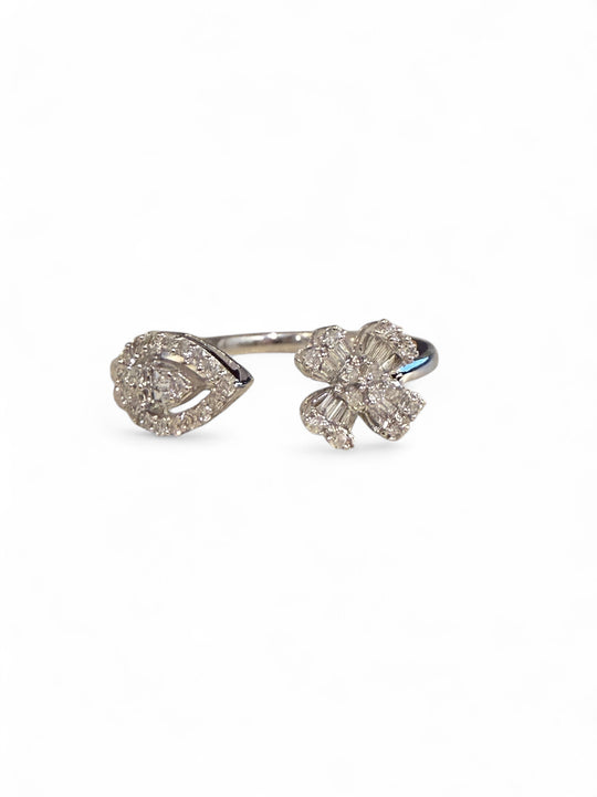 Flower and pear shape diamond ring