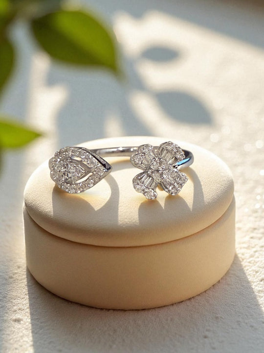 Flower and pear shape diamond ring