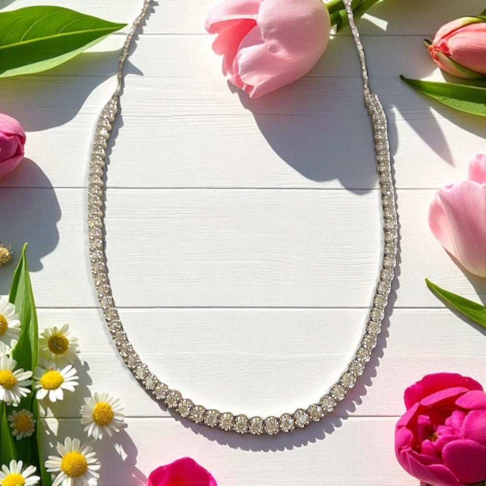 Diamond tennis layering necklace