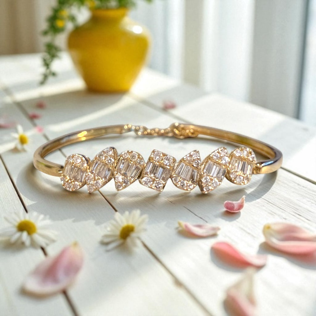 multi shape diamond bangle