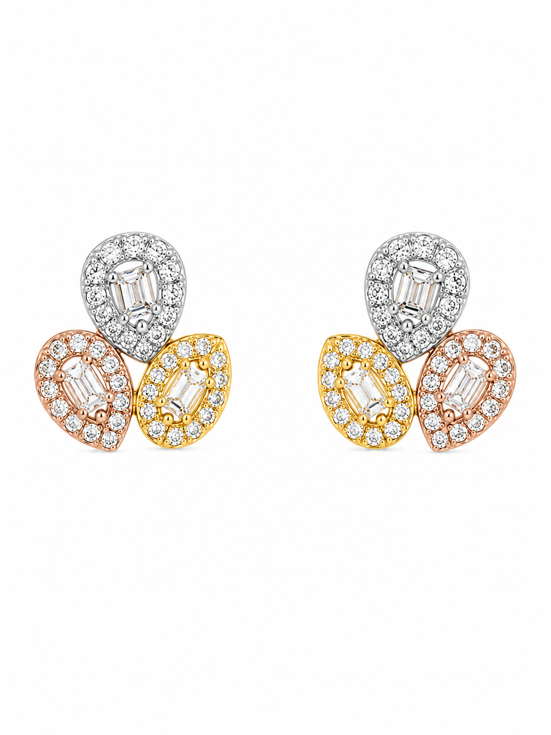 Tri-Color Diamond Pear Shape Earrings