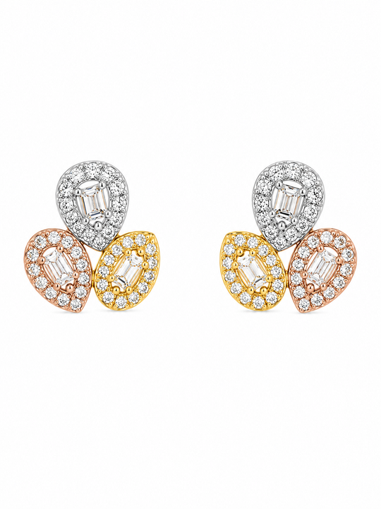 Tri-Color Diamond Pear Shape Earrings