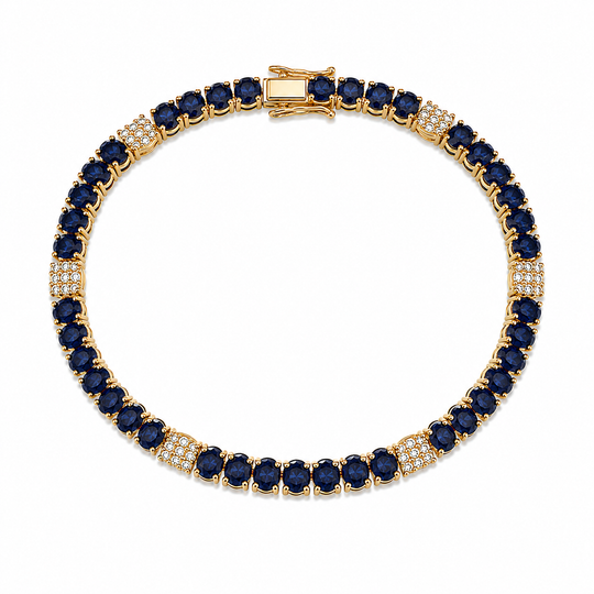 Blue Oval Sapphire and Diamond Tennis bracelet