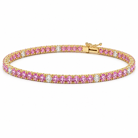 Pink Sapphire and Diamond Tennis bracelet