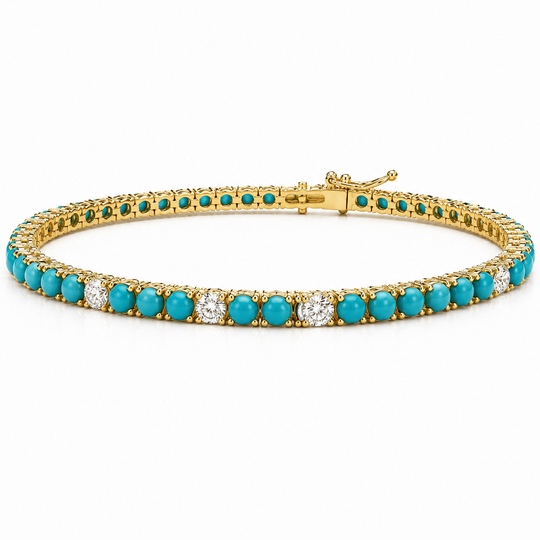 Turquoise and Diamond Tennis Bracelet