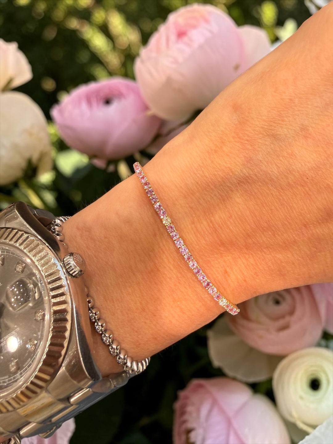 Pink Sapphire and Diamond Tennis bracelet
