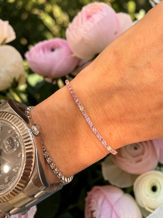 Pink Sapphire and Diamond Tennis bracelet