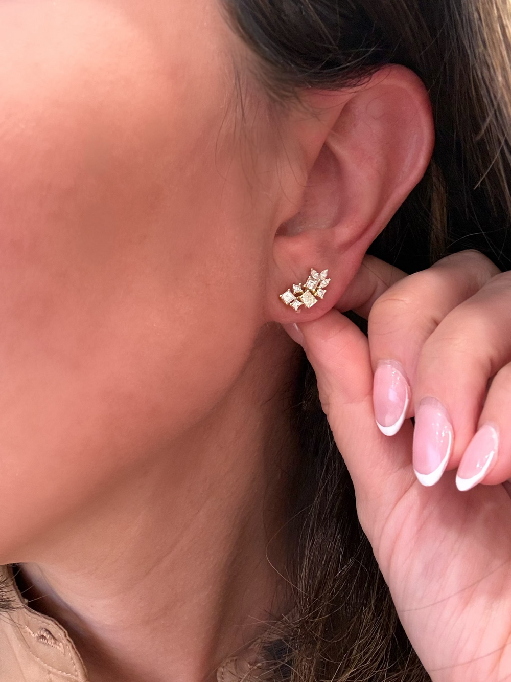 Diamond Cluster Earring Studs
