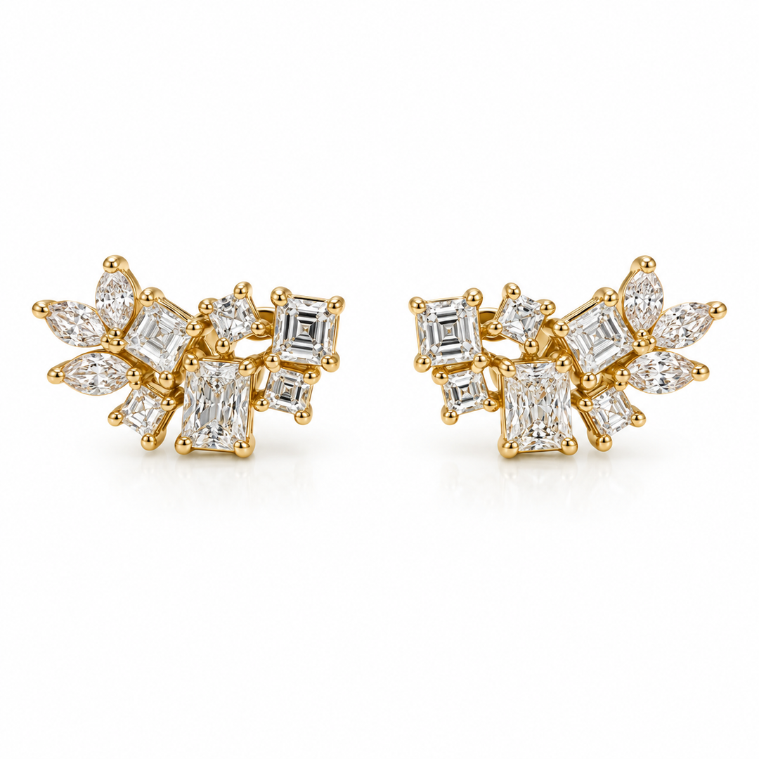 Diamond Cluster Earring Studs