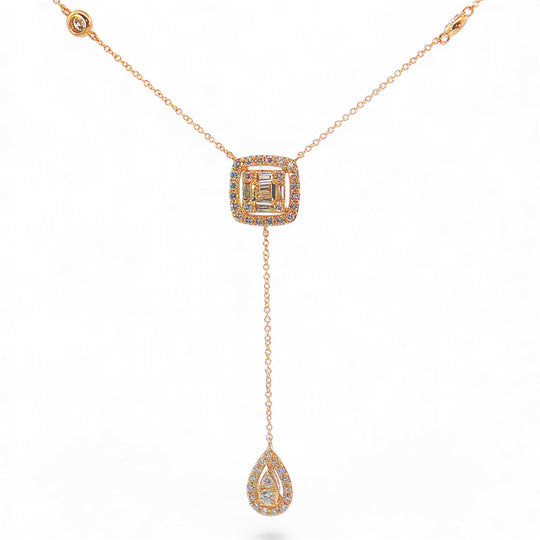 Yellow Gold Lariat diamond necklace