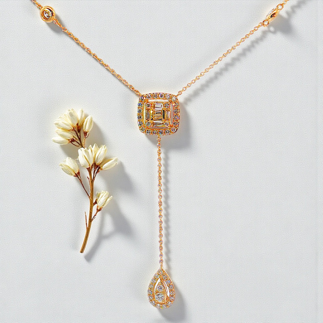Yellow Gold Lariat diamond necklace
