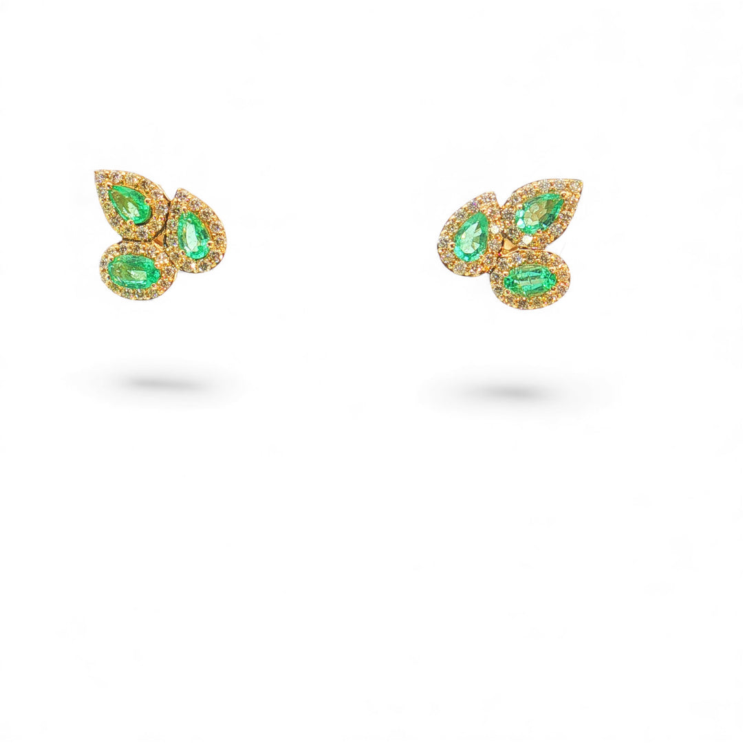 Emerald and Diamond Pear shape Earrings