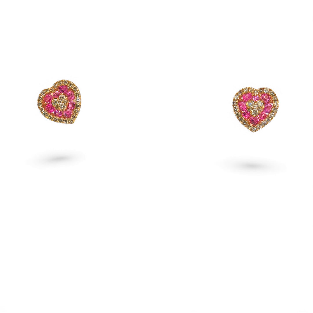 Pink Sapphire Heart Stud