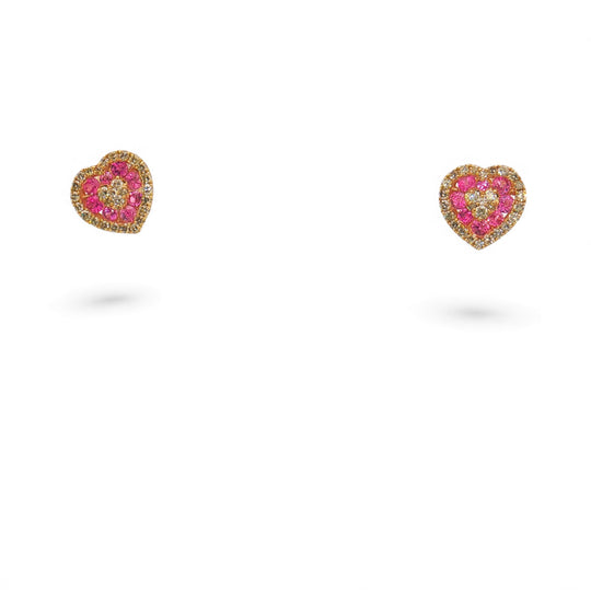 Pink Sapphire Heart Stud