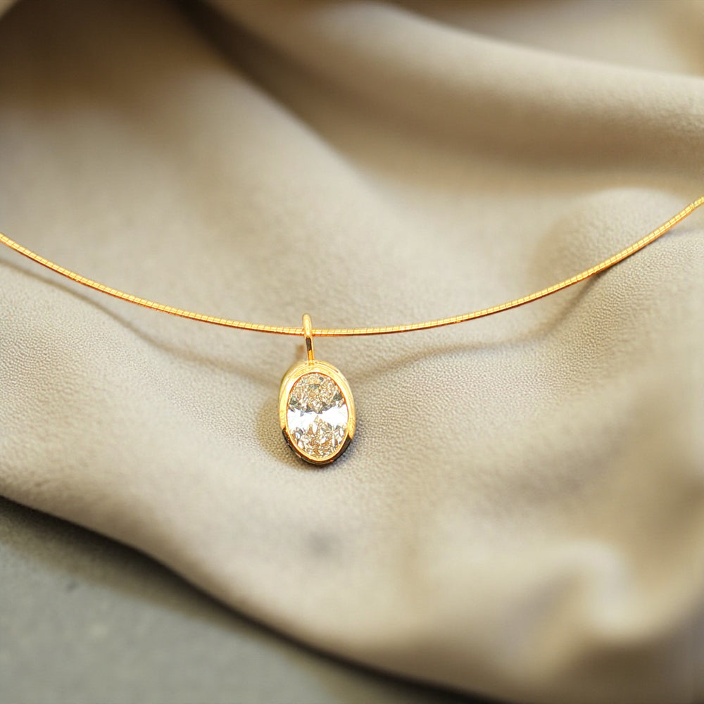 Lab Grown 3.30CTW Oval Bezel Necklace